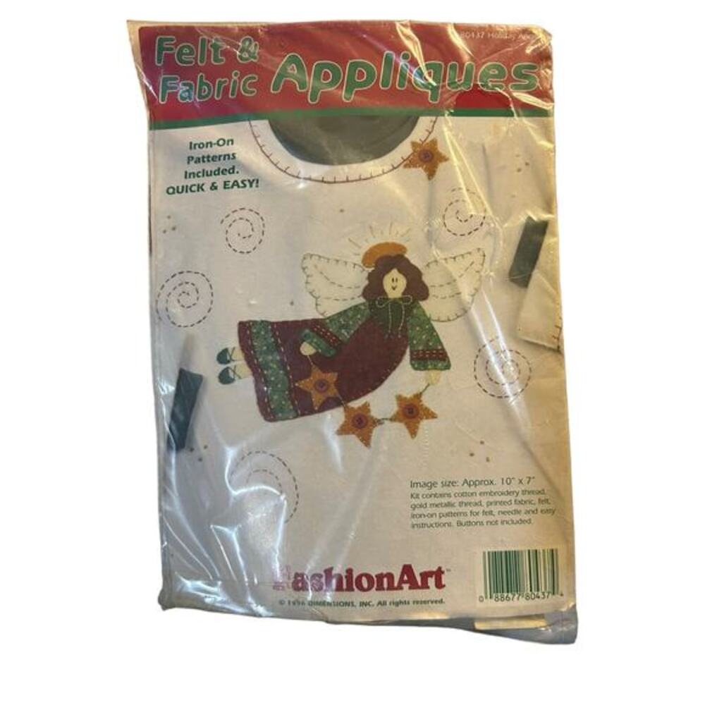 Vtg. 1996 Fashion Art  “Holiday Angel” Felt & Fabric Appliques Iron On Patterns